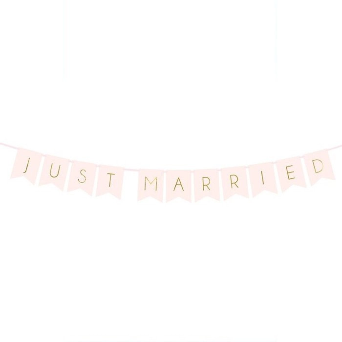 Just Married fehér felirat - 155 cm x 15 cm