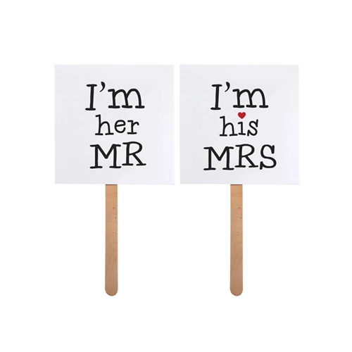 I'm her MR/ I'm his MRS felirat táblán 9 x 9 cm 2 db/cs