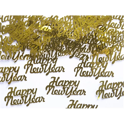 Arany színű Happy New Year konfetti 4 x 2 cm, 3g/ cs