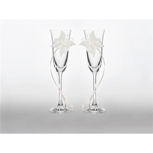 Pezsgőspohár krém pillangóval 160 ml, 2 db/cs