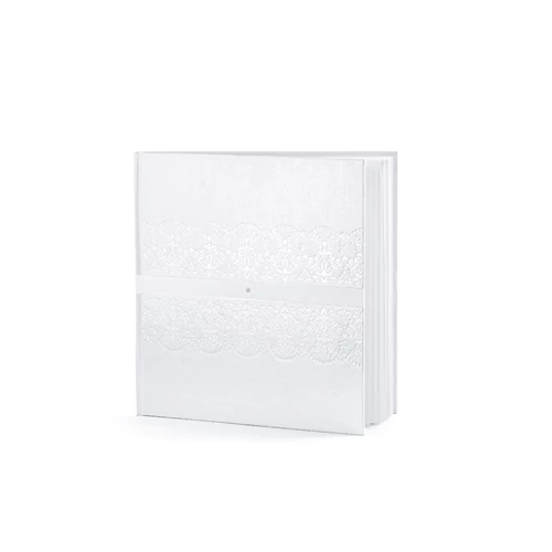 Esküvői metál fehér vendégkönyv 22 lappal 20,5 x 20.5 cm