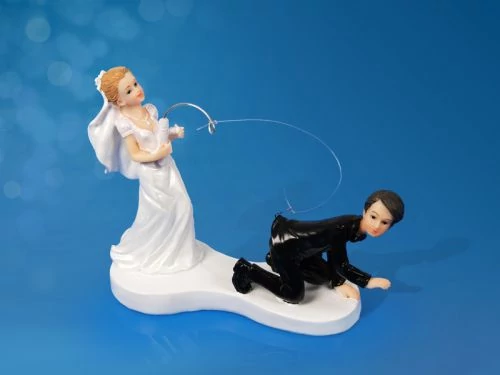 Esküvői pár az ara horgászik tortadísz 13 cm
