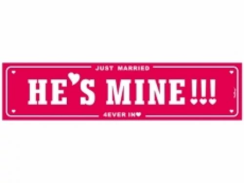 Pink-fehér He's mine rendszámtábla 50 x 11,5 cm