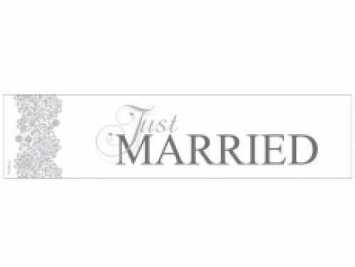 Just Married öntapadós rendszámtábla - ezüst/fehér színű, 50 x 11.5 cm
