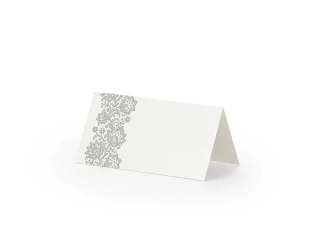 Ültetőkártya tartó ezüst színű diszítéssel  8,5 x 4,5 cm 25 db/cs