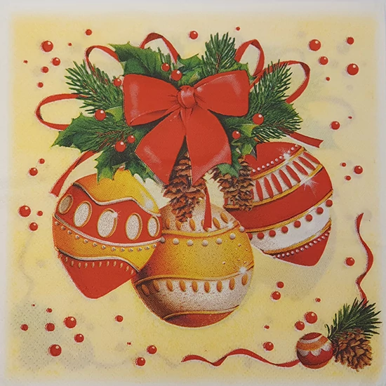 Szalvéta - Karácsonyi díszek - 33 X 33 cm 20 db/cs.
