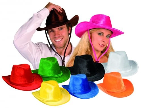 Bársony cowboy kalap különböző színekben