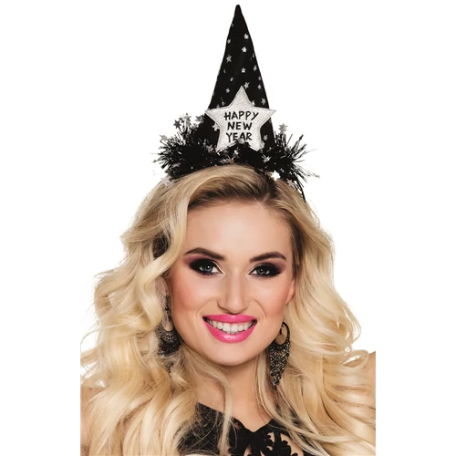Fekete ezüst színű csillagos Happy New Year tiara