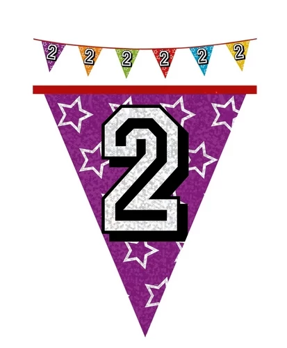Hologramos zászló 2. születésnapra - 8 m, 16 zászlóval