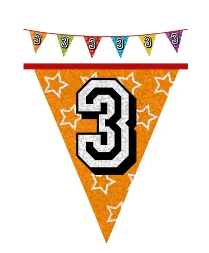 Hologramos zászló 3. születésnapra - 8 m, 16 zászlóval