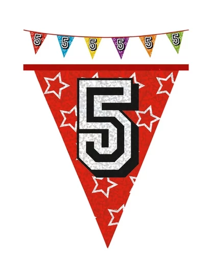 Hologramos zászló 5. születésnapra - 8 m, 16 zászlóval