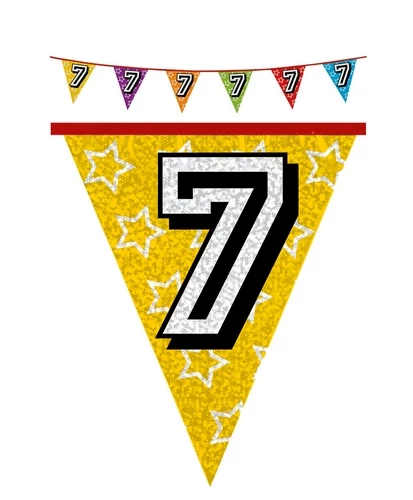 Hologramos zászló 7. születésnapra - 8 m, 16 zászlóval