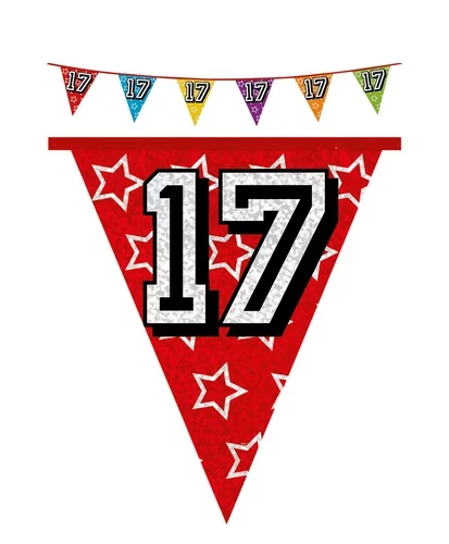 Hologramos zászló 17. születésnapra - 8 m, 16 zászlóval