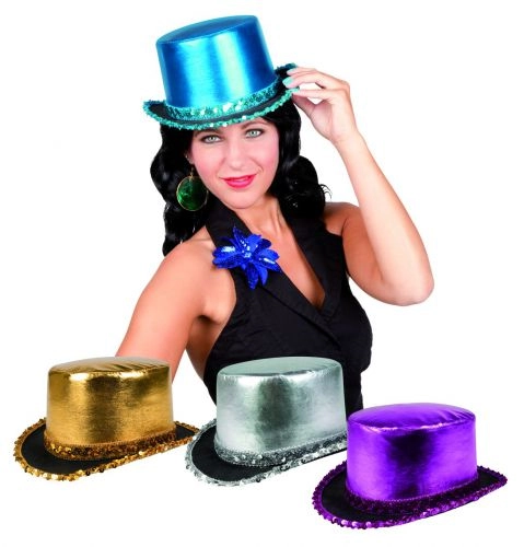 Fényes flitteres női kalap különböző színekben