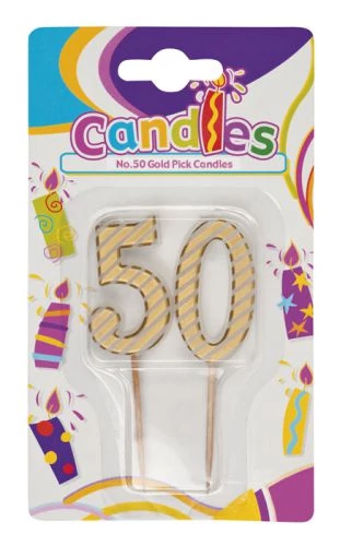 Arany színű számgyertya 50