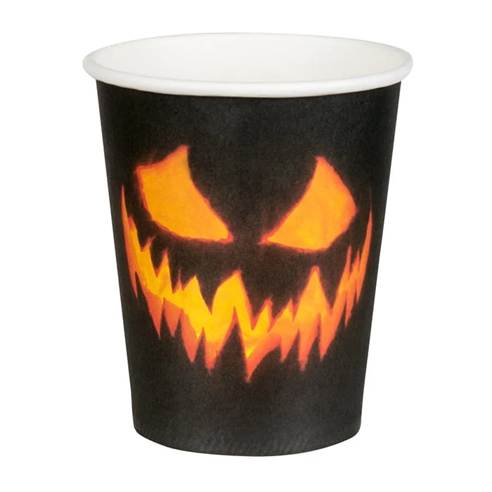 Halloween tökös papír pohár - 210 ml, 10 db / csomag