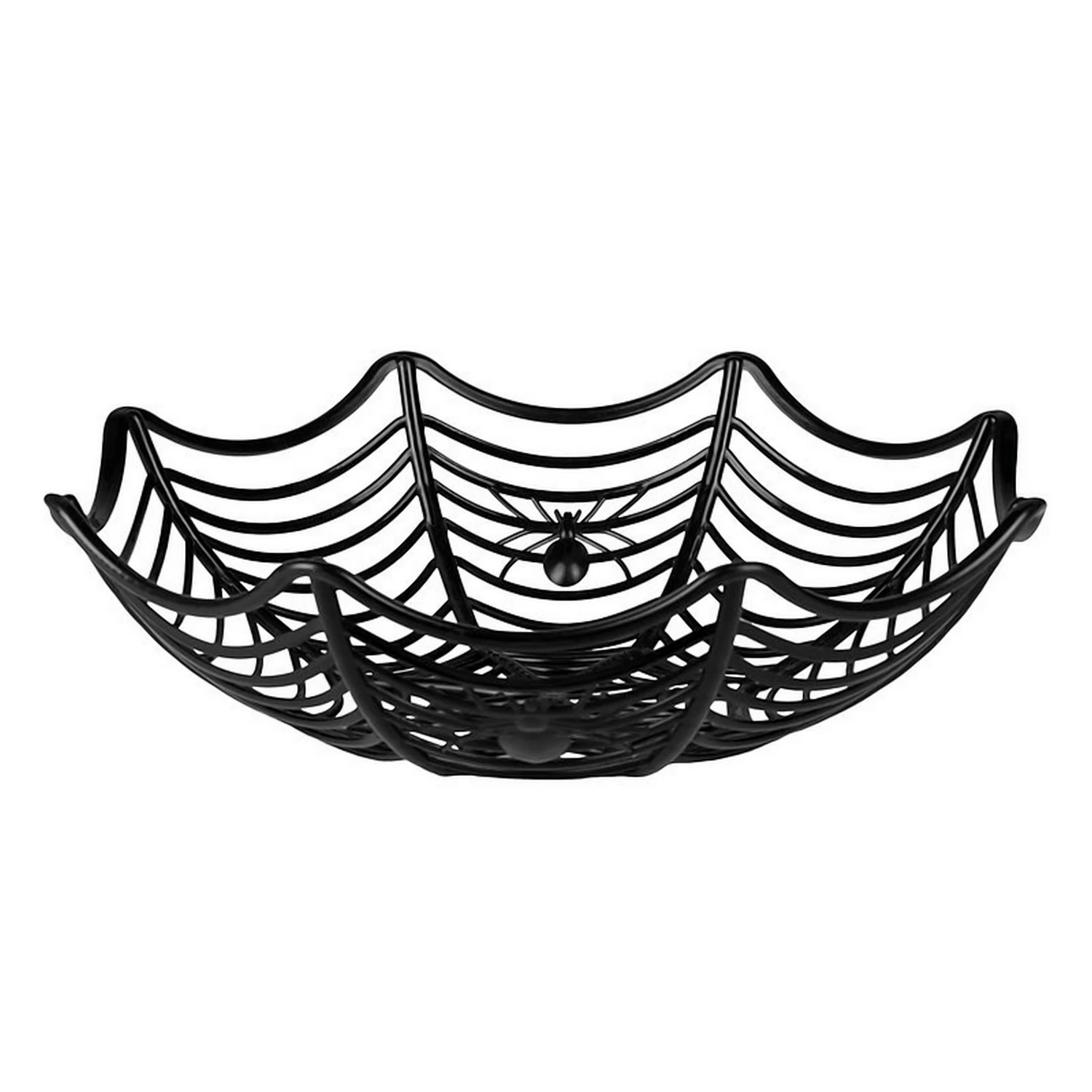 Halloween kínáló kosár, pókhálós, műanyag, 27 cm