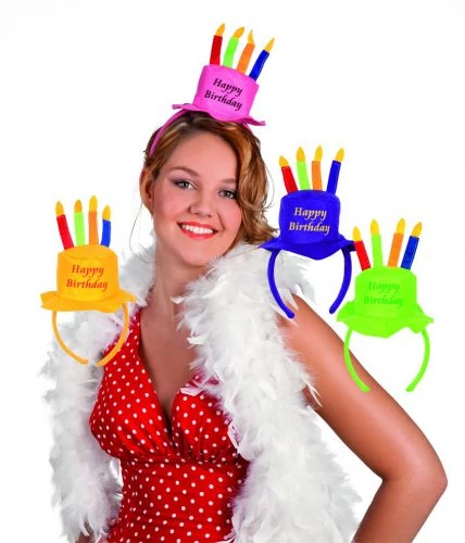 Happy Birthday kalapos hajpánt különböző színekben