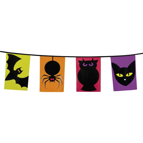 Halloweeni denevéres pókos cicás girland, 6 m