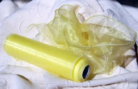 Organza anyag - krémszínű, 20 cm x 10 m