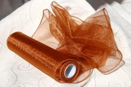 Organza anyag - borostyán, 40 cm x 10 m