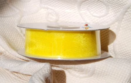 Sárga organza szalag 25 mm x 25 m