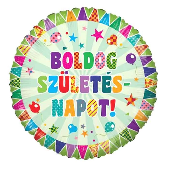 45 cm-es Boldog Születésnapot zászlós fólia lufi