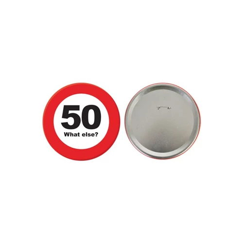 Behajtani tilos kitűző 50. születésnapra - 15 cm