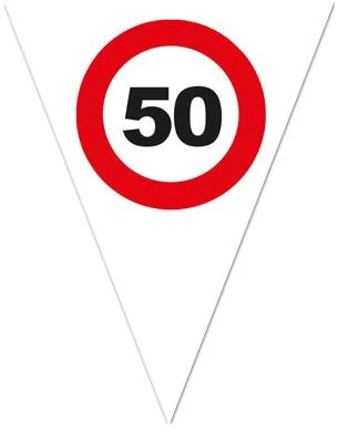 Behajtani tilos zászlós girland 50. születésnapra - 5 m
