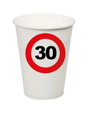 Behajtani tilos pohár 30. születésnapra - 250 ml, 8 db / csomag
