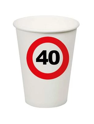 Behajtani tilos pohár 40. születésnapra - 250 ml, 8 db / csomag