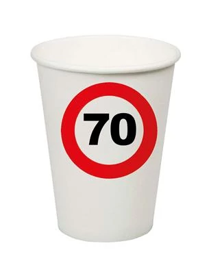 Behajtani tilos pohár 70. születésnapra - 250 ml, 8 db / csomag