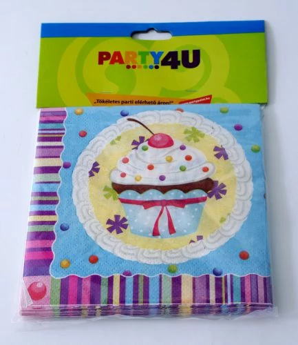 Meggyes-muffinos szalvéta 33x33 cm 12 db/cs.