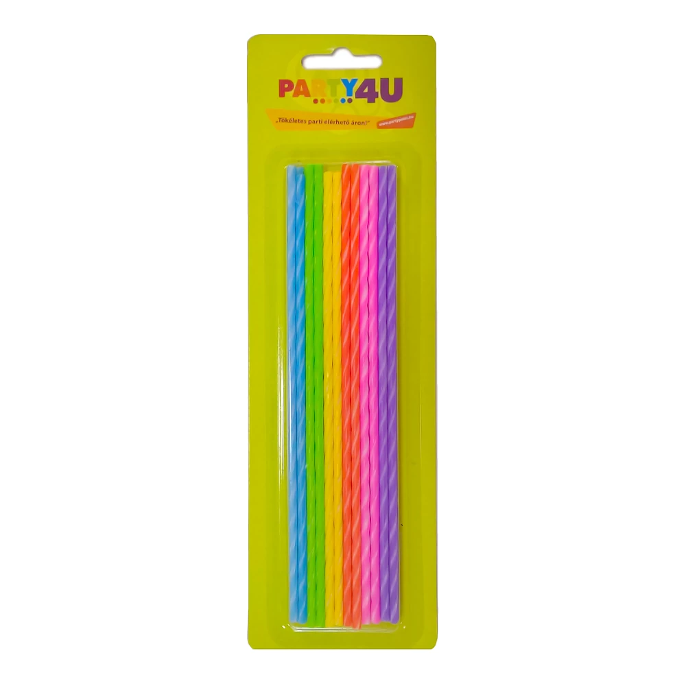 Csavart színes gyertya 17 cm, 24db/cs