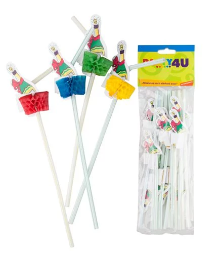 Pezsgős üveges szívószál, 24 cm - 12 db