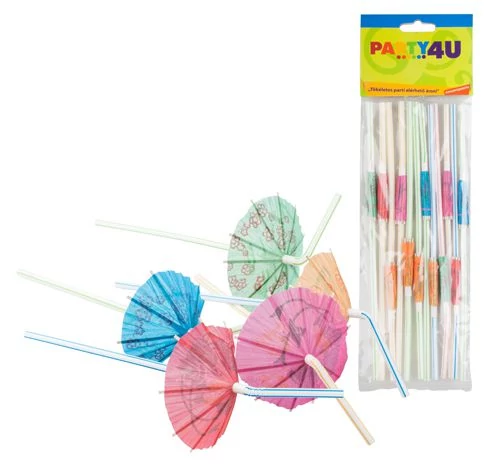 Napernyős szívószál, 24 cm - 12 db
