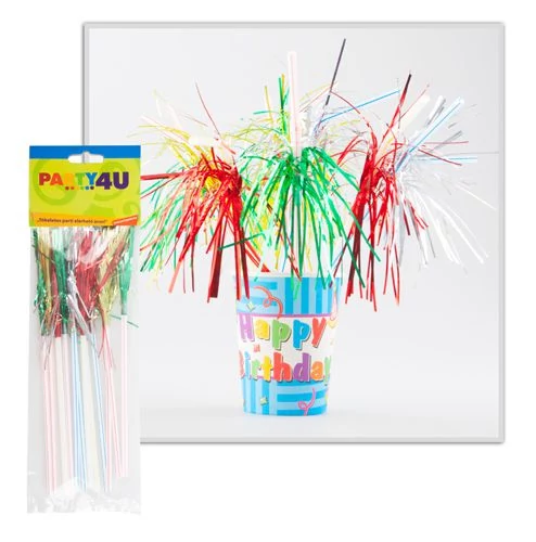 Fóliás pálma szívószál, 24 cm - 12 db