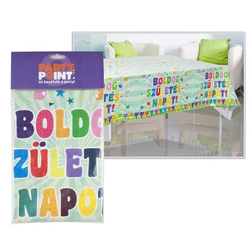 Zászlós Boldog Születésnapot műanyag asztalterítő - 130 cm x 180 cm