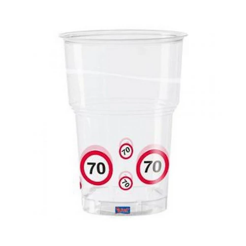 Behajtani tilos pohár 70. születésnapra - 350 ml, 10 db / csomag