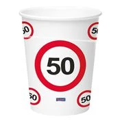 Behajtani tilos pohár 50. születésnapra - 350 ml, 8 db / csomag