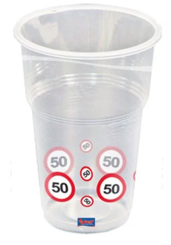Behajtani tilos pohár 50. születésnapra - 350 ml, 10 db / csomag