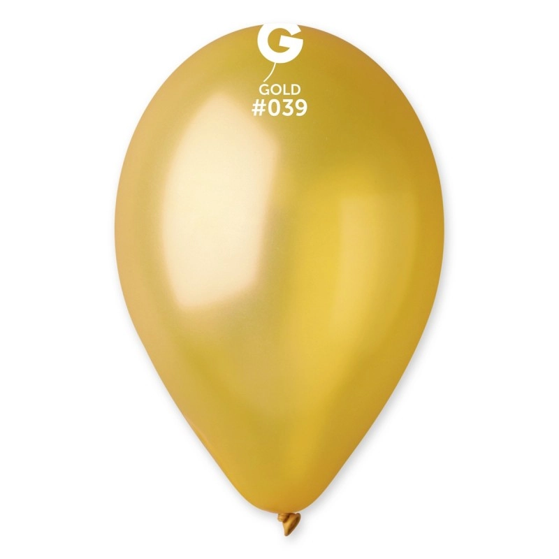 26 cm-es metál arany színű gumi léggömb - 10 db / csomag