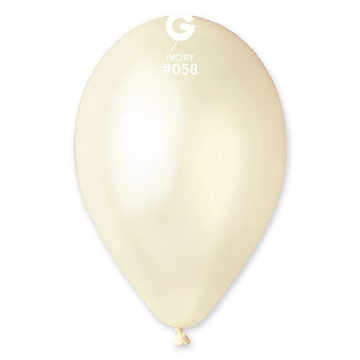 26 cm-es metál ivory gumi léggömb - 50 db / csomag