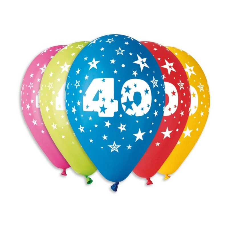 30 cm-es 40-es számos printelt gumi léggömb - 5 db / csomag