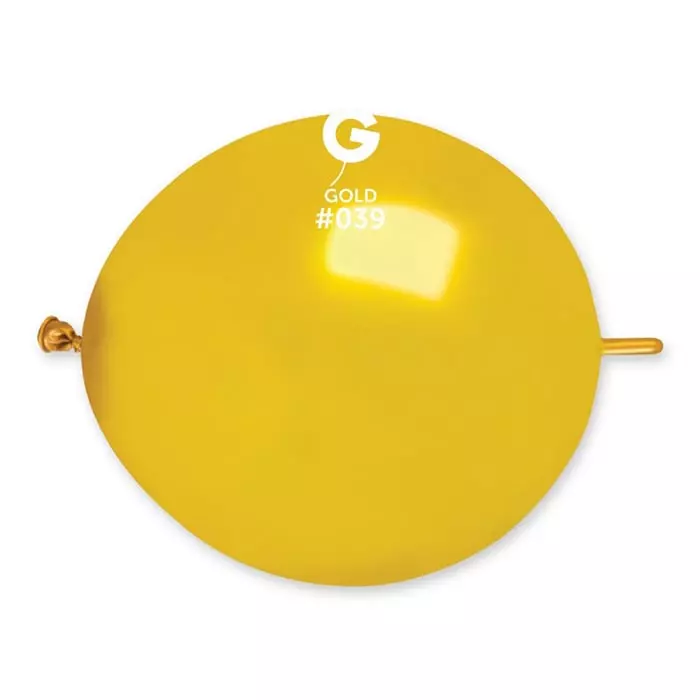 33 cm-es bóbitás metál arany színű gumi léggömb - 100 db / csomag ·