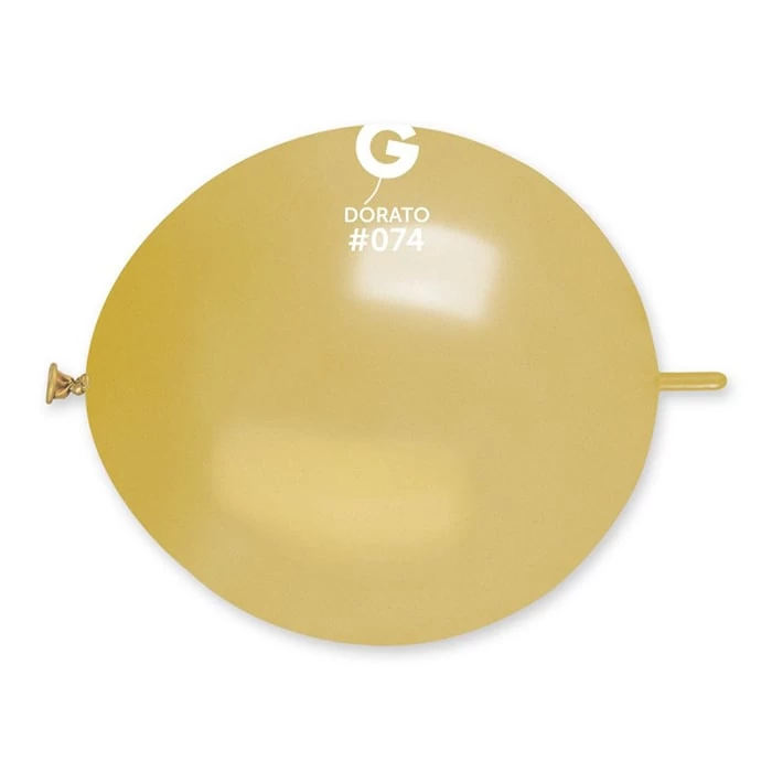 33 cm-es bóbitás metál dorato gumi léggömb - 100 db / csomag