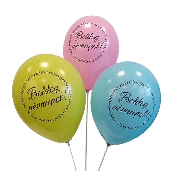 30 cm-es Boldog Névnapot gumi léggömb - 10 db / csomag