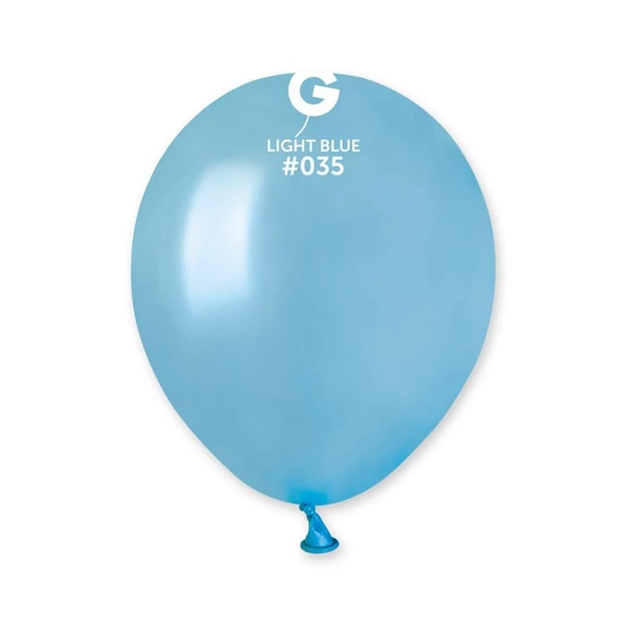 13 cm-es metál világoskék gumi léggömb - 100 db / csomag