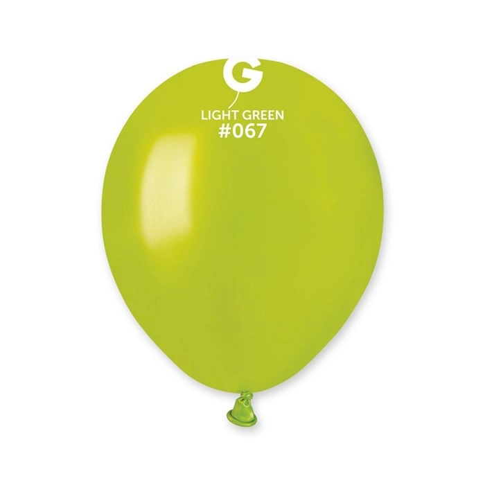 13 cm-es metál világos zöld gumi léggömb - 100 db / csomag