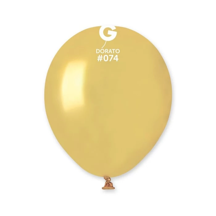 13 cm-es metál aranysárga gumi léggömb - 100 db / csomag